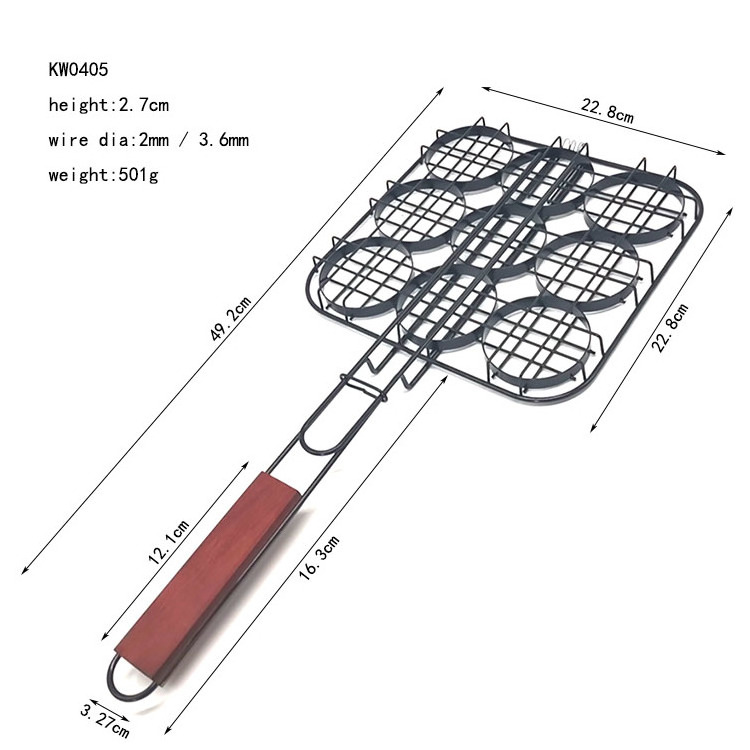 Portable Nonstick Wire Mesh Hamburger Grilling Basket Barbecue Grill Net Burger Basket