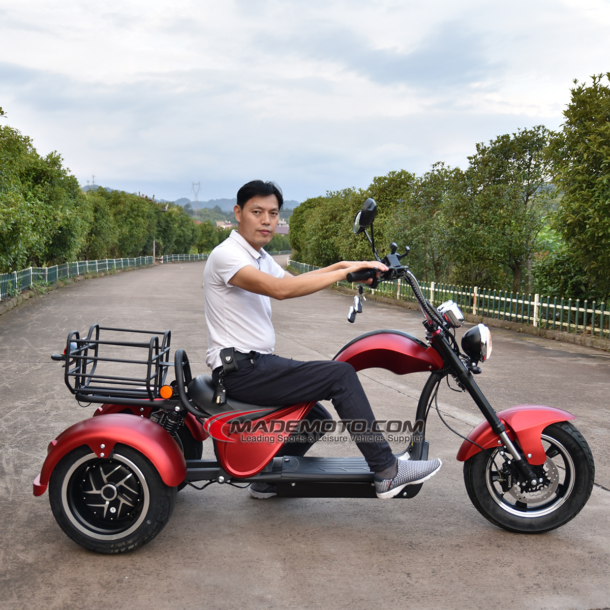 Drop Shipping Electric Tricycle Citycoco Fat Tire Electric Scooter 3 Wheels Trike Pedicab 1000w Wide Wheel Motorcycle