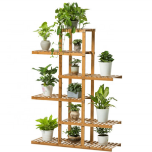 Hot Sale Wooden Bamboo Flower Plant Stands Indoor Outdoor Fower Pot Shelf