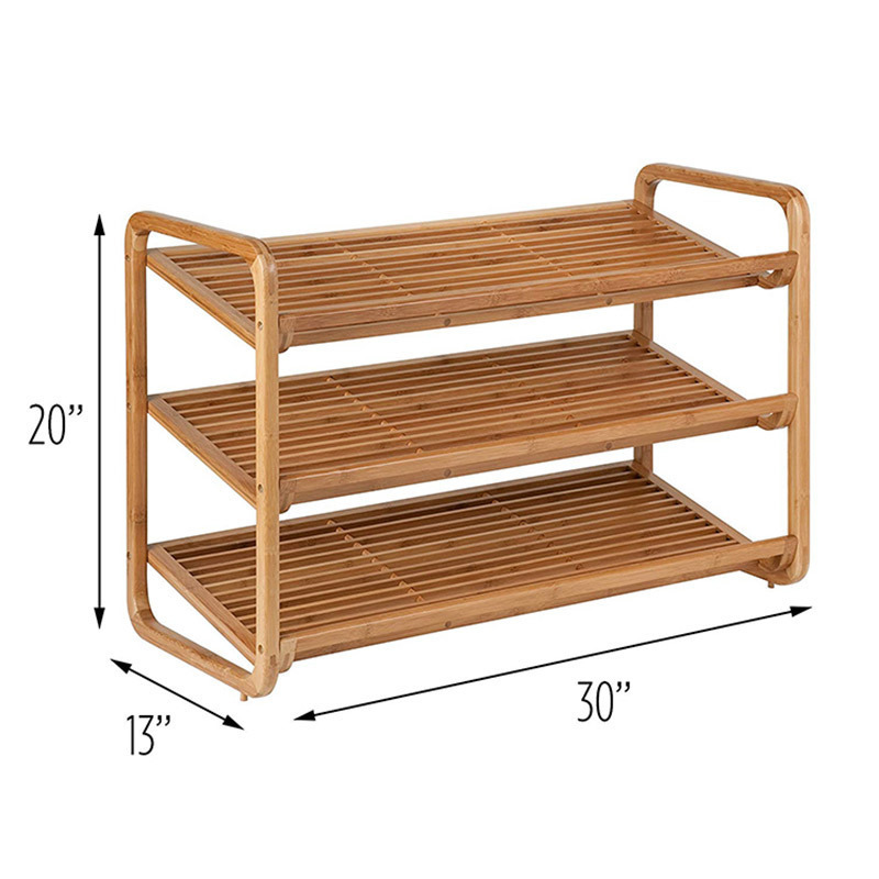 Wholesale 3 Tier Natural Bamboo Shoe Organizer for Entryway