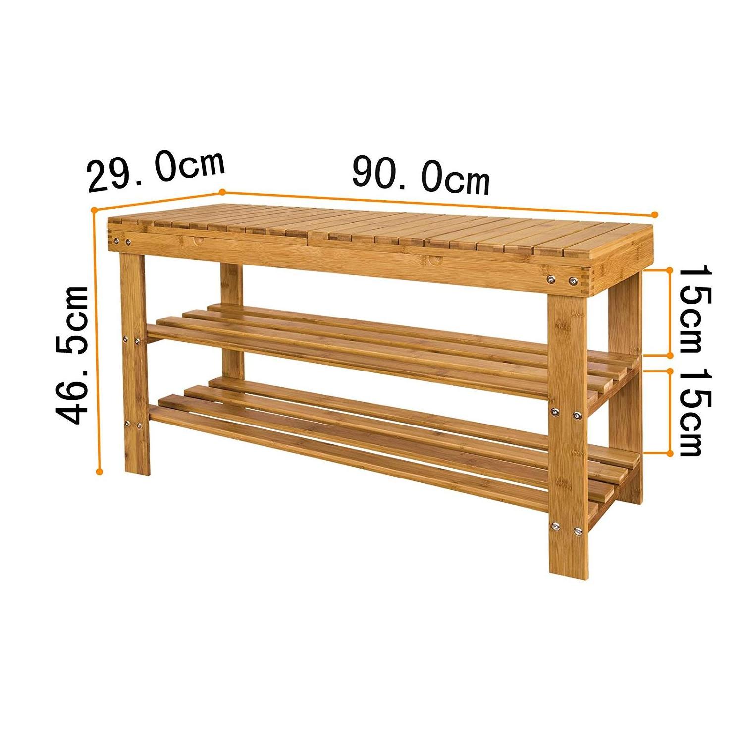 Multi-functional Bamboo Shoe Rack Bench with Storage Drawers for Entryway Small Space Use