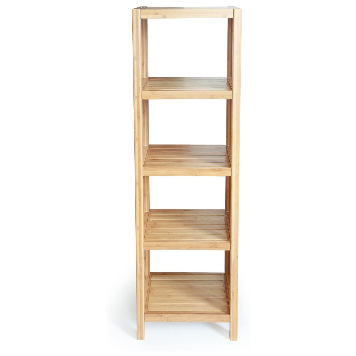 Good Quality 5 Tier Tall 100% Bamboo Display Shelf and Storage for Bathroom, Living Room and Bedroom