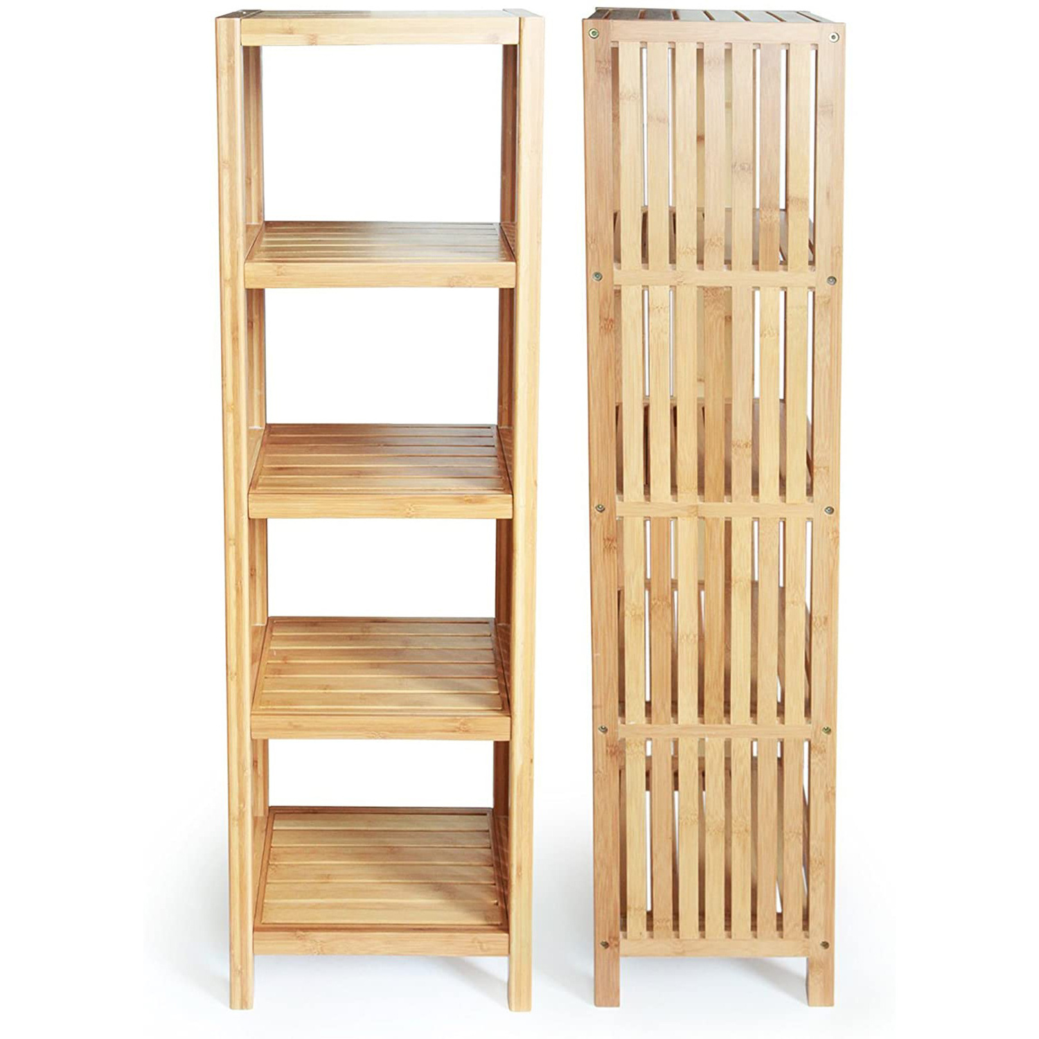 Good Quality 5 Tier Tall 100% Bamboo Display Shelf and Storage for Bathroom, Living Room and Bedroom