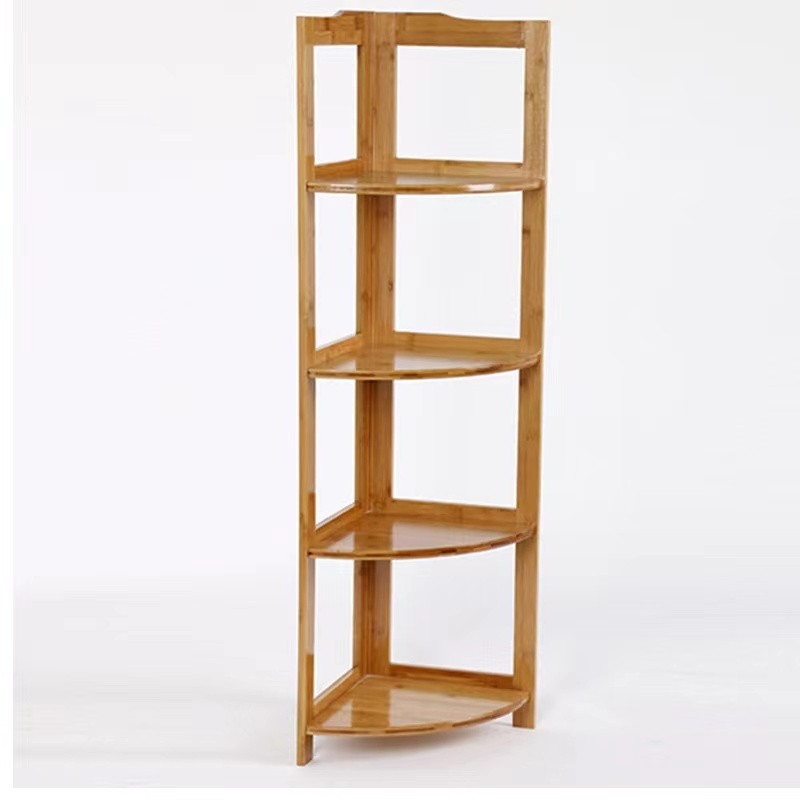 Multi-Tier Small Bamboo Corner Bathroom Rack Shelf for Storage