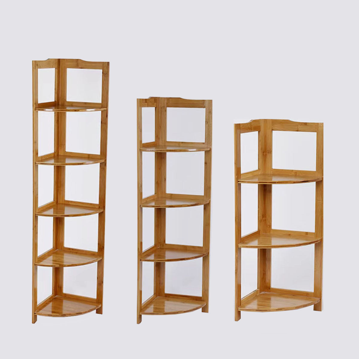 Multi-Tier Small Bamboo Corner Bathroom Rack Shelf for Storage