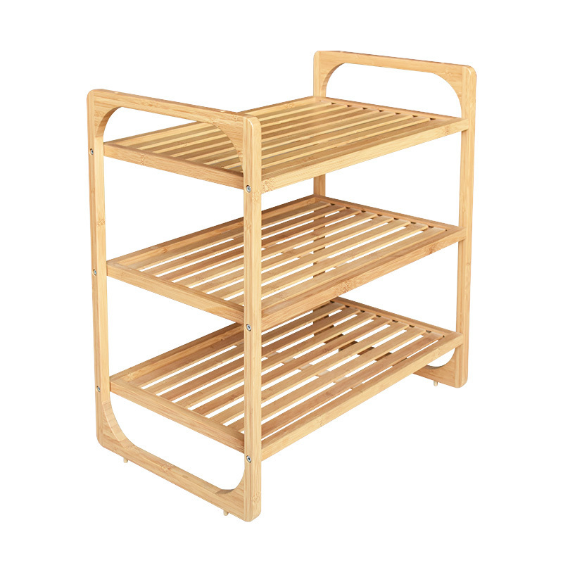 Custom Stackable 3 Tier Bamboo Wooden Shoe Rack for Entryway