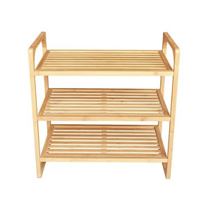 Custom Stackable 3 Tier Bamboo Wooden Shoe Rack for Entryway