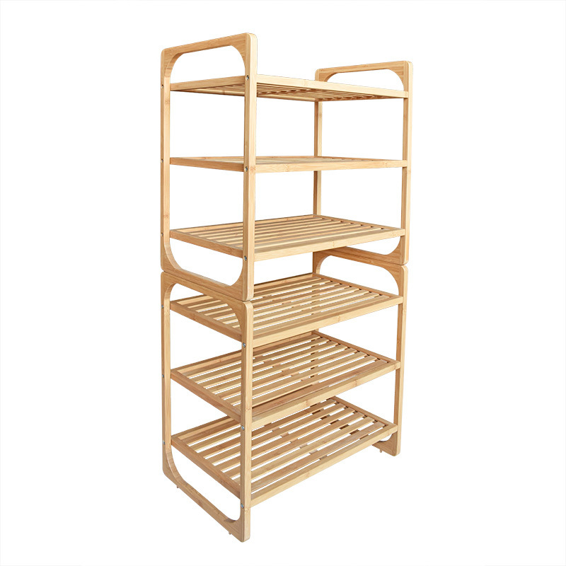 Custom Stackable 3 Tier Bamboo Wooden Shoe Rack for Entryway