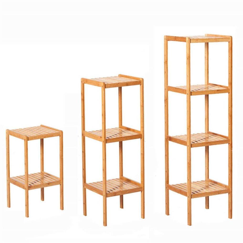 Multi-functional  2-3-4 Tiered Square Natural Bamboo Corner Storage Shelf for Home