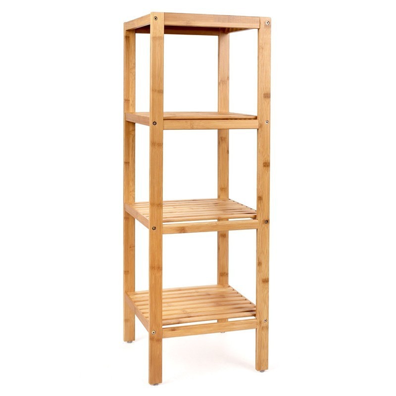 Multi-functional  2-3-4 Tiered Square Natural Bamboo Corner Storage Shelf for Home