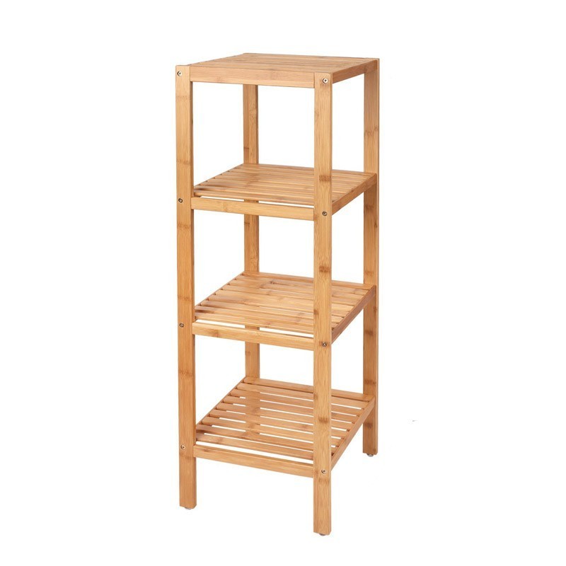 Multi-functional  2-3-4 Tiered Square Natural Bamboo Corner Storage Shelf for Home