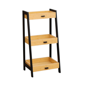 Bathroom Organizer Home Office Display Storage Rack 3 Tier Wood Frame Metal Wood Shop Floor Standing Storage Shelf