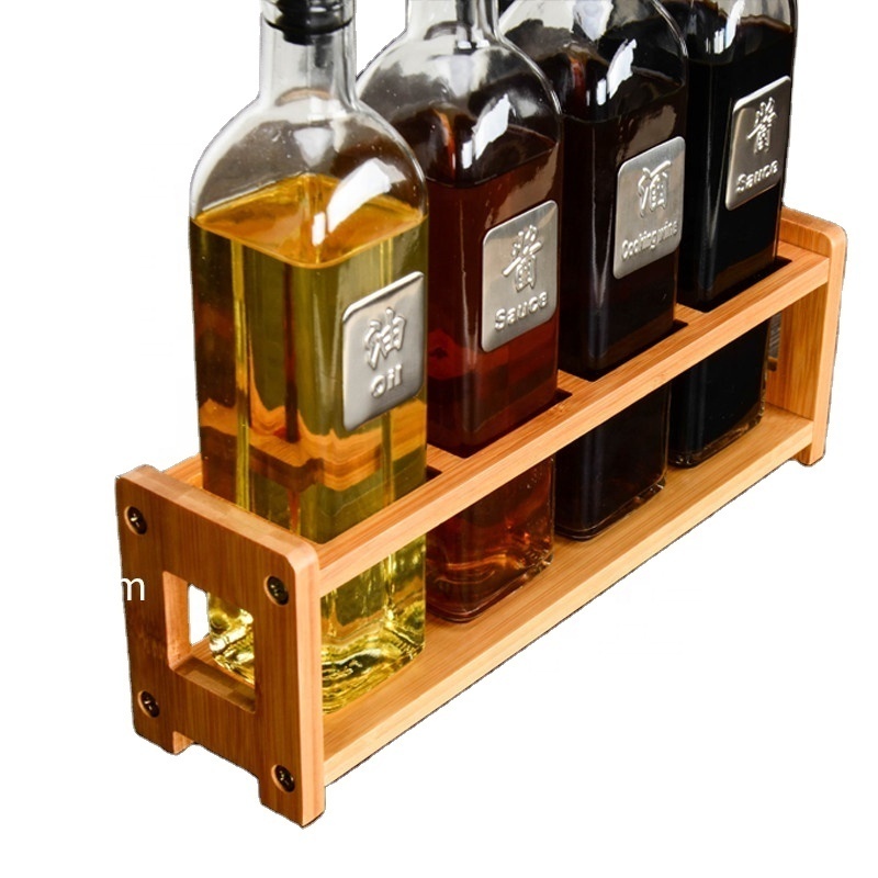 Bamboo Spice Rack,4 Expandable Spice Rack Organizer for Cabinet, Kitchen Spice Organizer Display Shelf for Countertop