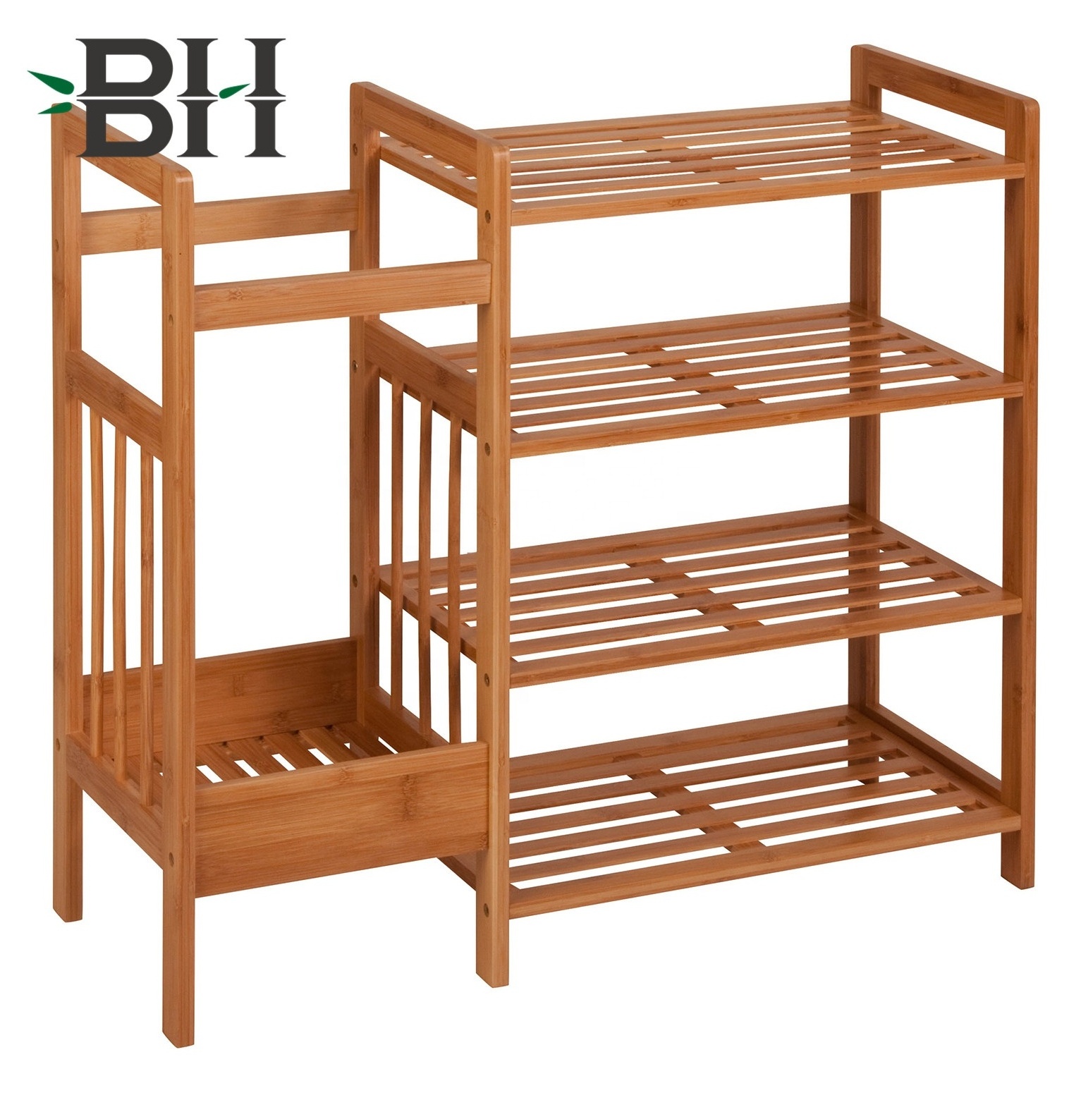 Wholesale Multifunctional 4-Tier Entryway Bamboo Umbrella Shoe Rack Shoe Shelf Cabinet