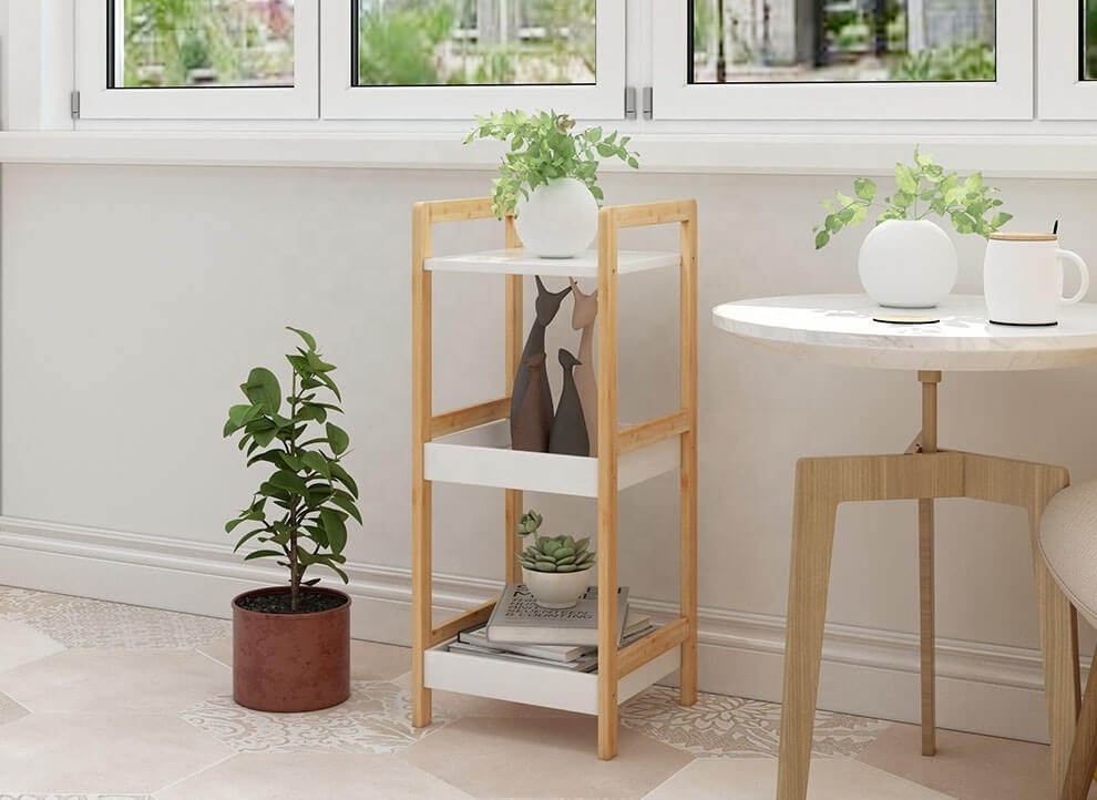 Multi-purpose Simple Design 3 Tier Bamboo Display Storage Shelf