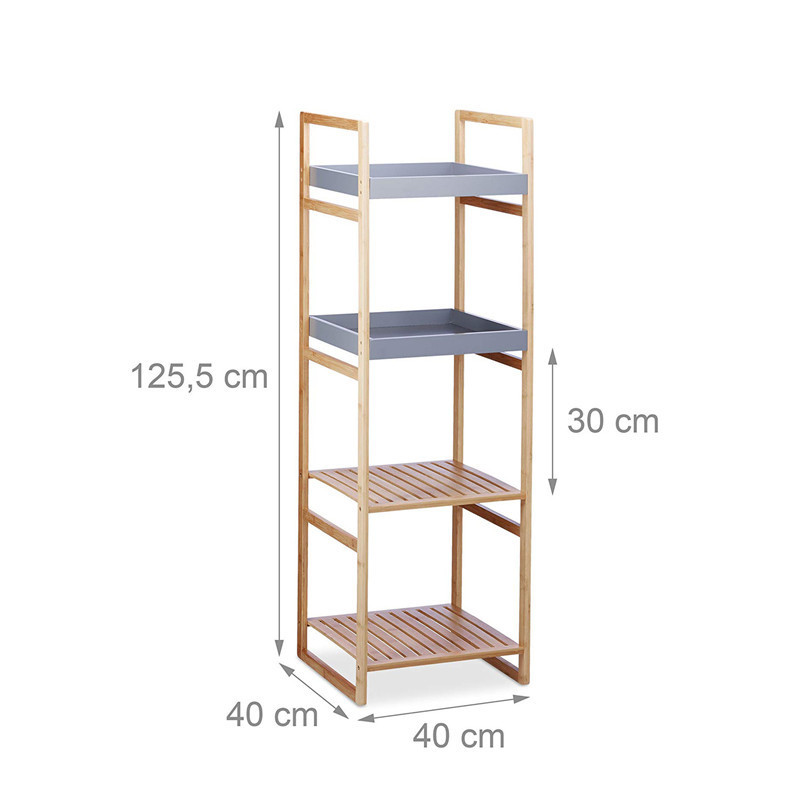 Household 4 Tier Tall Natural Bamboo Rack Organizer for Living Room,Bedroom and Bathroom