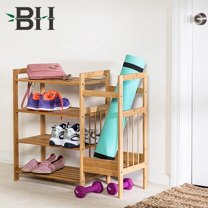 Wholesale Multifunctional 4-Tier Entryway Bamboo Umbrella Shoe Rack Shoe Shelf Cabinet