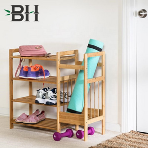 Wholesale Multifunctional 4-Tier Entryway Bamboo Umbrella Shoe Rack Shoe Shelf Cabinet