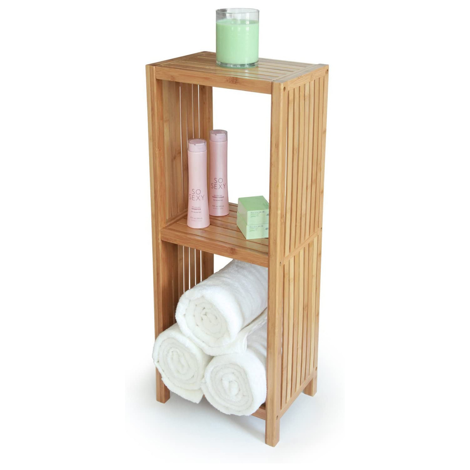 High-Quality 3-Tier 100% Bamboo Freestanding Organizing Storage Shelf for Bathroom, Living Room and Bedroom