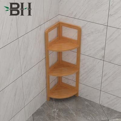 3 Tier Bamboo Corner Shelf Storage Rack, Free Standing Corner Multipurpose Shelving Unit, Living Room Bathroom Kitchen