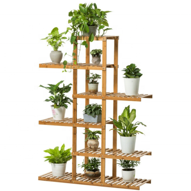 Hot Sale Wooden Bamboo Flower Plant Stands Indoor Outdoor Fower Pot Shelf