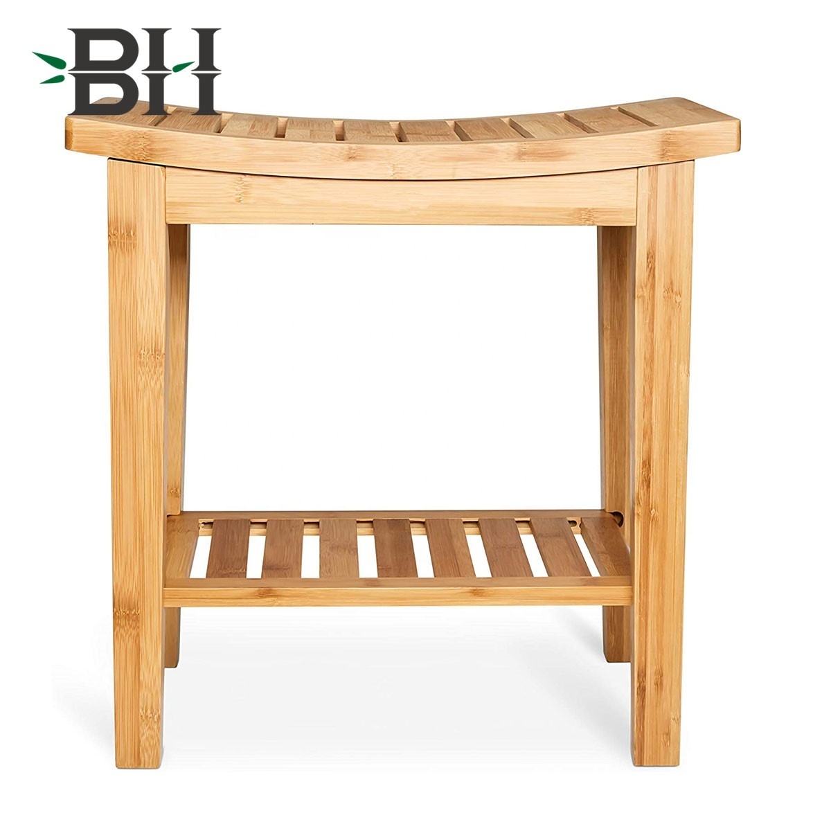 Bamboo Shower Bench with Handles, Bath Seat Stool with Storage Shelf for Towel Shampoo, Spa Foot Rest Shaving Stool for Bathroom