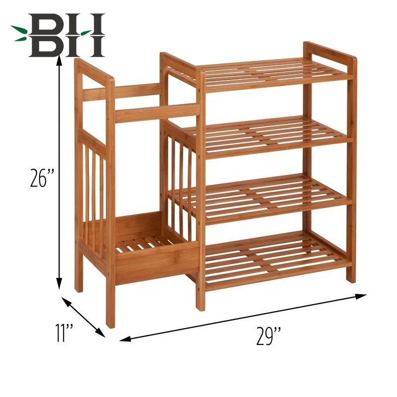 Wholesale Multifunctional 4-Tier Entryway Bamboo Umbrella Shoe Rack Shoe Shelf Cabinet