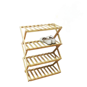 Multi Functional Wooden Folding Rack Bamboo Shoe Shelve 4 Layers Display Rack Outdoor Folding Plant Stand for Garden Potting