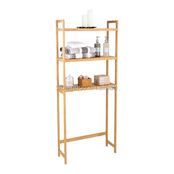 Bamboo Over The Toilet Storage Shelf, Bathroom organizer Rack, 3-Tier Shelves