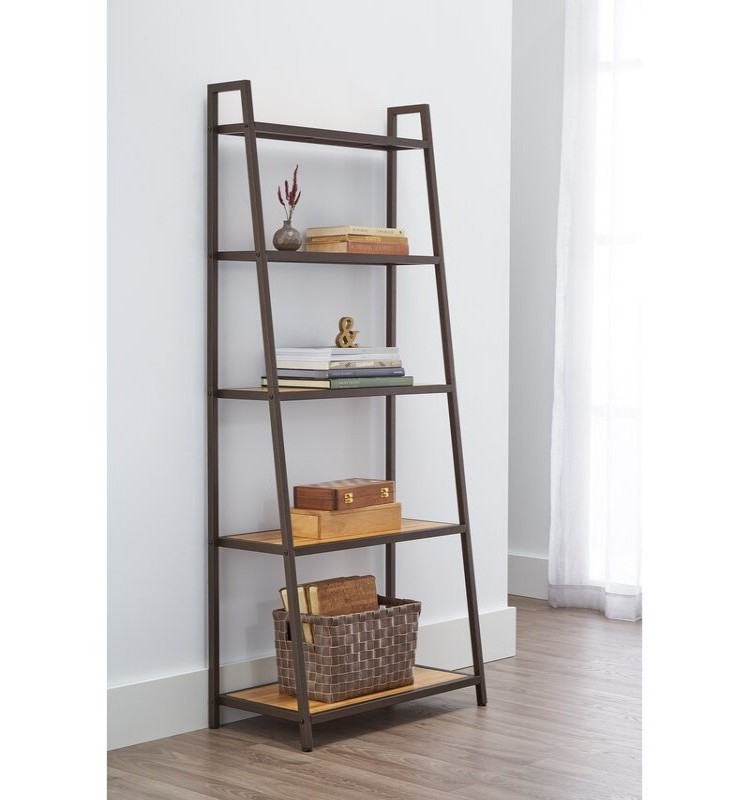 BSCI Multifunctional  Free Standing 5-Tier Bamboo Bathroom Organizer Shelf Bookshelf Plant Stand for Living Room