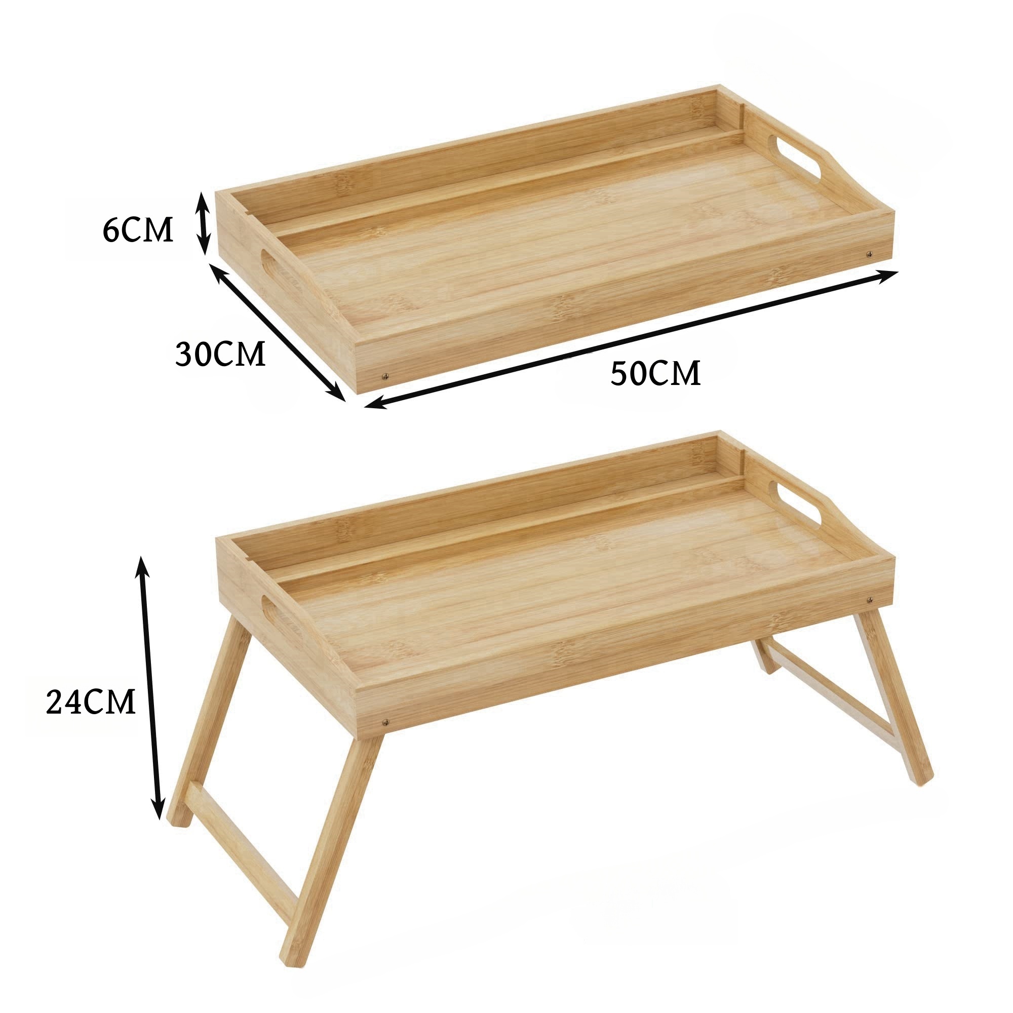 Kitchen Service Tray Bamboo Folding Serving Tray With Handle Foldable Table Legs Lap Bed Desk With Mobile Phone Tablet Stand