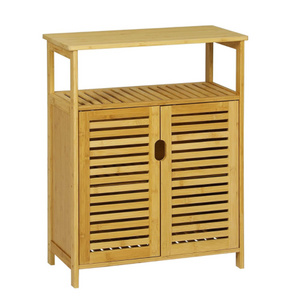 Factory Supply Bamboo Storage Cabinet with Double Door and Drawers for Bedroom, Living Room