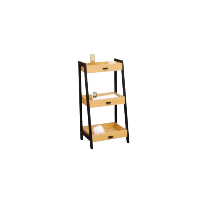 Bathroom Organizer Home Office Display Storage Rack 3 Tier Wood Frame Metal Wood Shop Floor Standing Storage Shelf