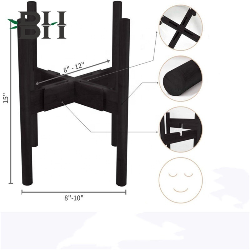 Plant Stand Indoor - Bamboo, Full Adjustable, Holds 8 10 and 12 Inch Planter Pots for Plants and Flowers