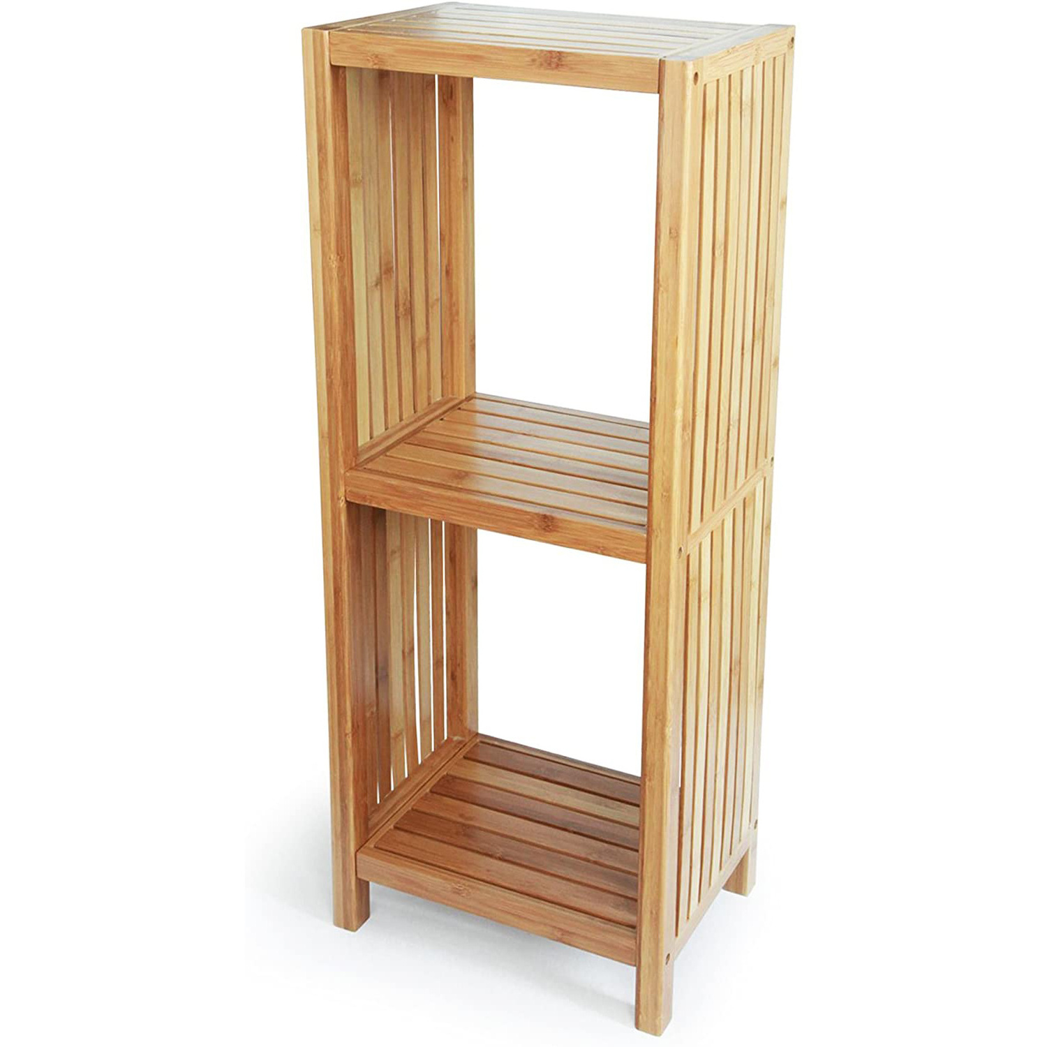 High-Quality 3-Tier 100% Bamboo Freestanding Organizing Storage Shelf for Bathroom, Living Room and Bedroom