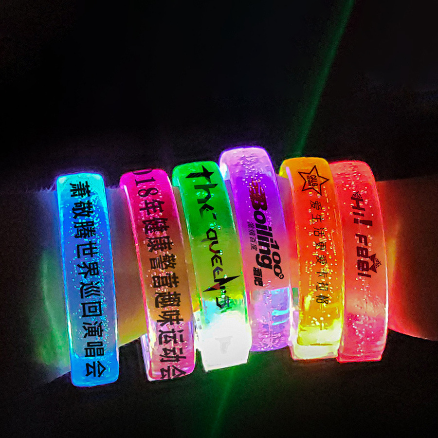 Wholesale Pub Club Bar Livehouse Light-up Led Custom Logo Bracelet Glow in The Dark Decorations for Events Party Supplies