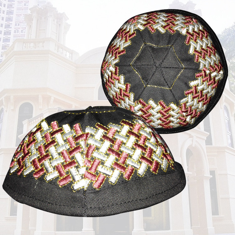 Cotton Twill Jewish  Israel Embroidery Embroidered Yarmulke Kippah Fall Kippah Kippot with Custom Logo