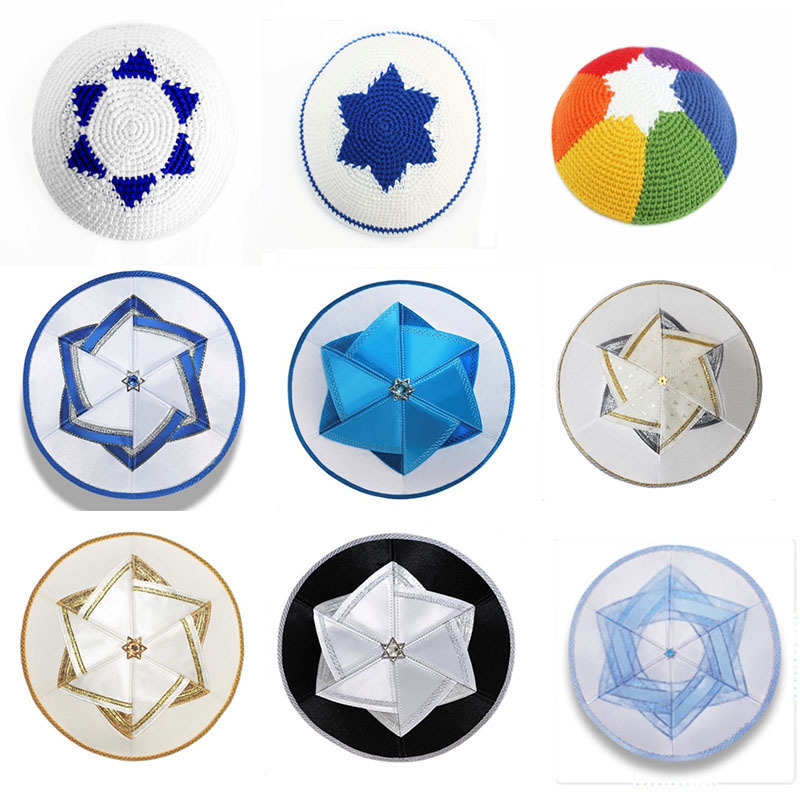 Custom Hand Knitted Crocheted Jewish Twill Suede Silk Yarmulka Kippah Fall Kippah Kippot with Custom Designs Israel