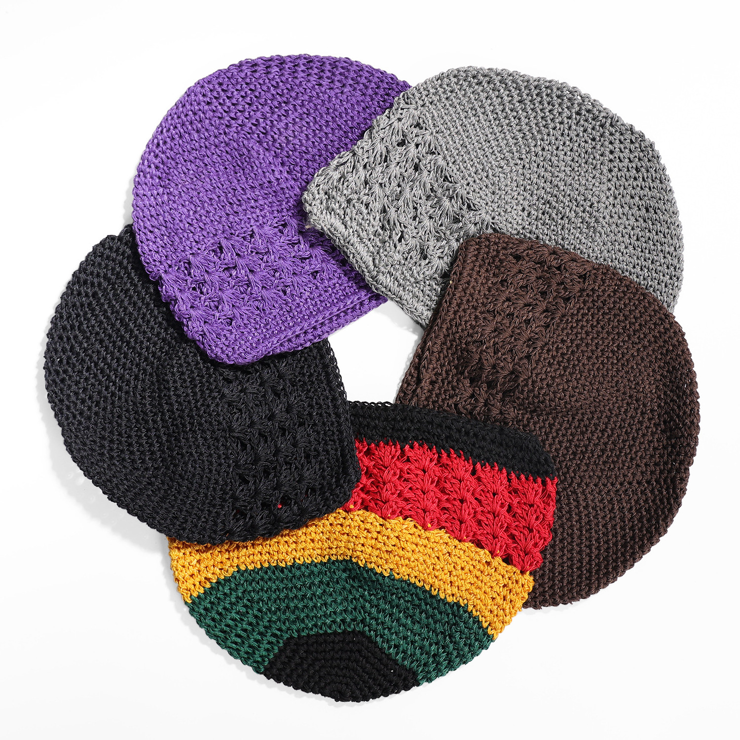 High Quality Crochet Beanie Rasta Kufi Hat For Men Women Islamic Muslim Prayer Caps