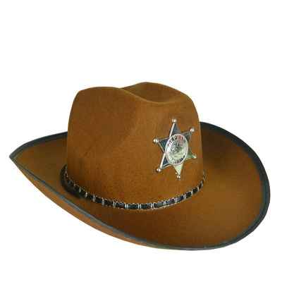 Pub Club Carnival Halloween Western Cowboy Costume cos Prop Sheriff Knight Star Badge party Black Fedora Hat