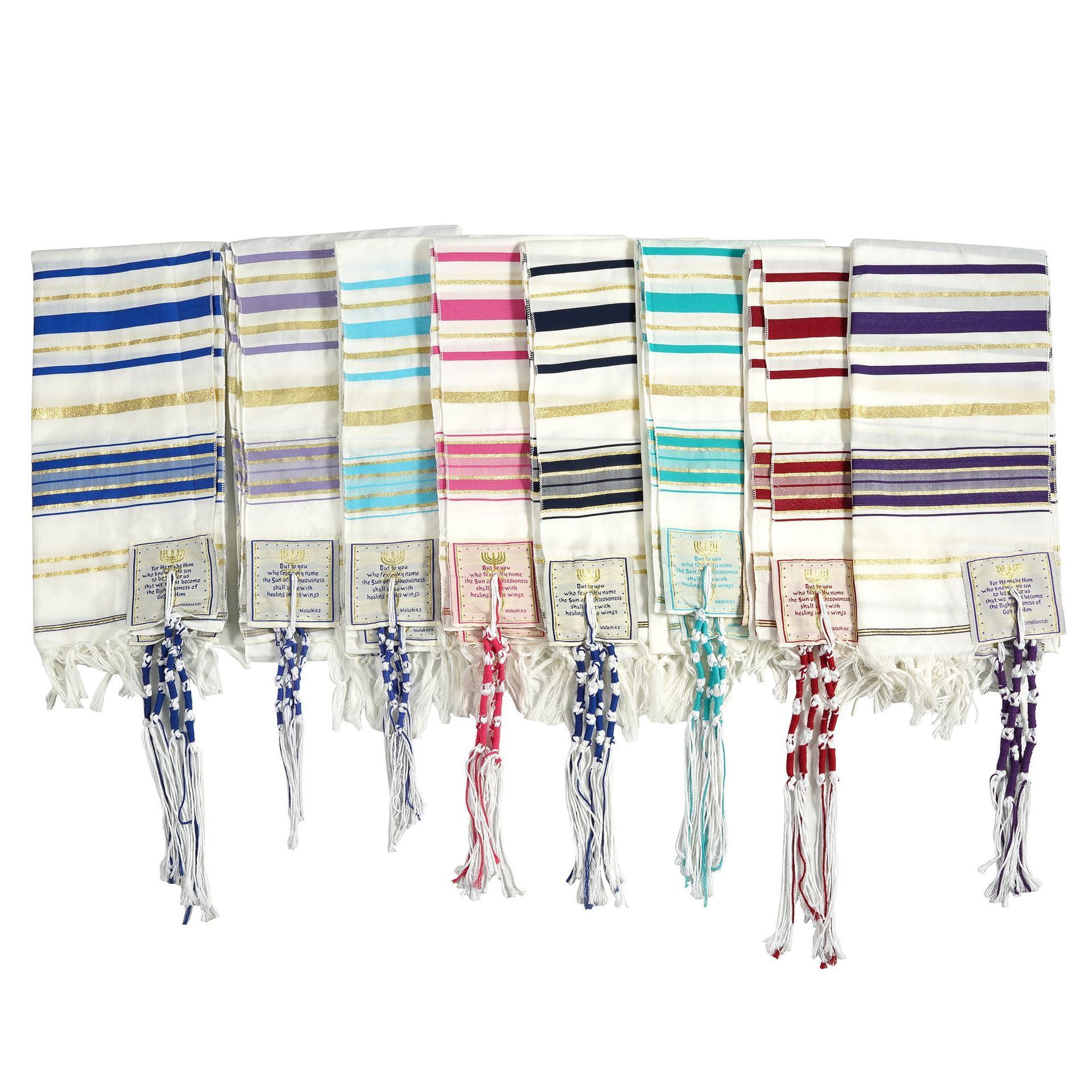 Christian Jewish Israel 10 Colors White King Blue Striped Prayer Shawl Scarves Katan Tallit Set with Bag