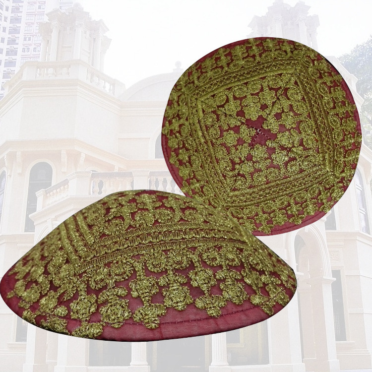 Cotton Twill Jewish  Israel Embroidery Embroidered Yarmulke Kippah Fall Kippah Kippot with Custom Logo