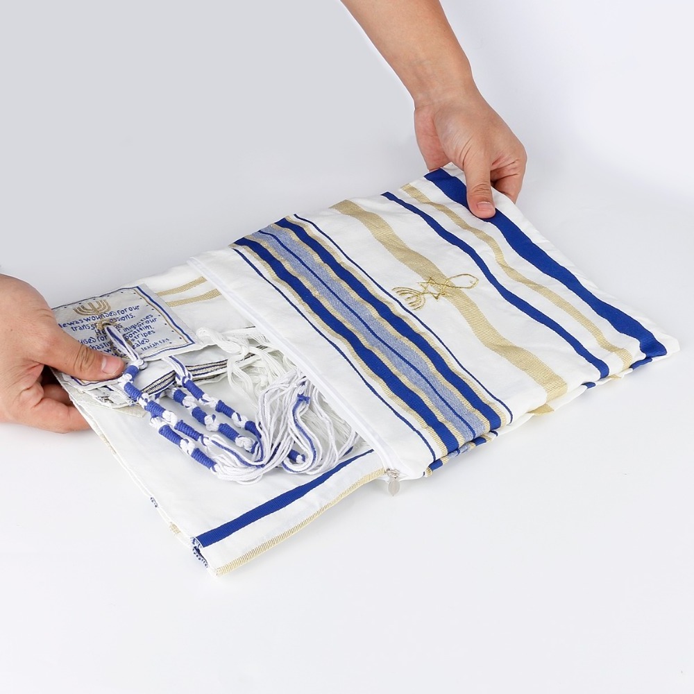 Christian Jewish Israel 10 Colors White King Blue Striped Prayer Shawl Scarves Katan Tallit Set with Bag