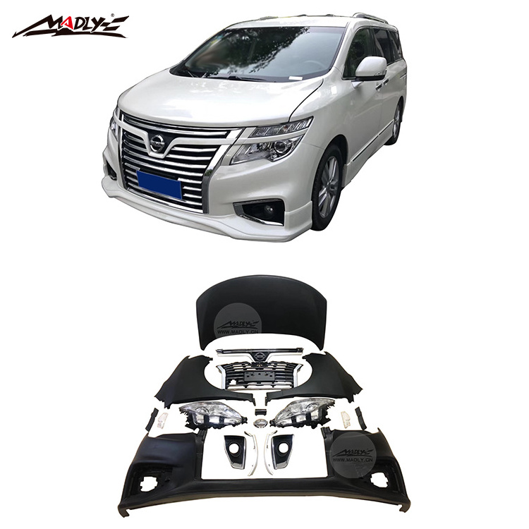 Top Factory Front bumper Side fenders Front grill Body kit For Nissan QUEST upgraded to ELGRAND E52 body kits for Nissan Elgrand