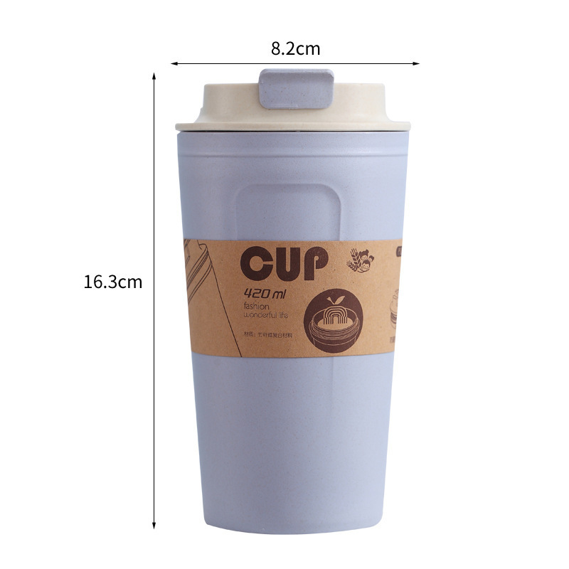 Madou 420Ml Hot Sale Portable Small Reusable Coffee Cup Eco Friendly Travel Wheat Straw Custom Coffee Mugs