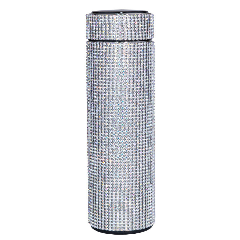 Madou New Product 500ml Temperature Display Water Bottle Fashion Led Bling Rhinestone Diamond Vacuum Flask Smart Water Bottle