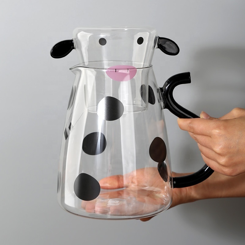 Madou 550 Ml Hot Selling Creative Cold Kettle Glass Set Cute Cartoon One Pot Cup Microwave Milk Pot Flower Teapot