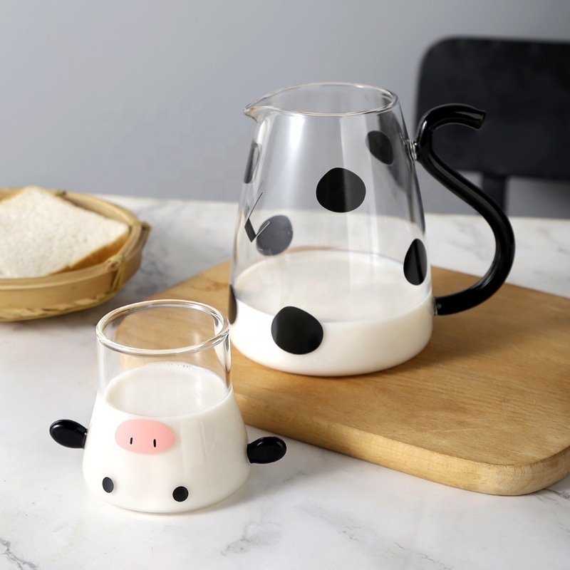 Madou 550 Ml Hot Selling Creative Cold Kettle Glass Set Cute Cartoon One Pot Cup Microwave Milk Pot Flower Teapot