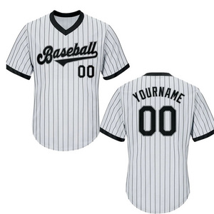 Mens Baseball Jersey Custom Polyester Sublimated Embroidery Logo Pull Over V Neck Mens Baseball Jersey By Madrid Sports