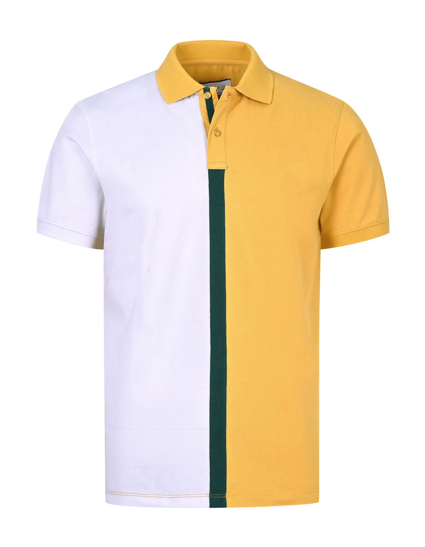 Yellow Color Block Polo Shirt  100% Plain Single Color T-Shirts Polyester Material With Custom Logo and Pack Design & Color